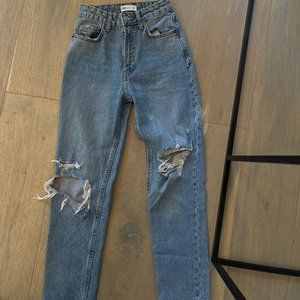 zara distressed ripped jean